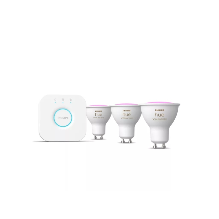 Kit inicial Philips Hue WHITE AND COLOR AMBIANCE 3xGU10/4,2W/230V 2200-6500K + Hue bridge