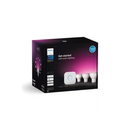 Kit inicial Philips Hue WHITE AND COLOR AMBIANCE 3xGU10/4,2W/230V 2200-6500K + Hue bridge