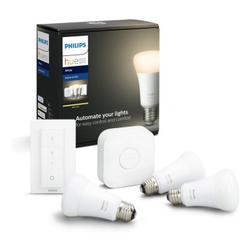 Kit inicial Philips Hue White 3xE27/9W 2700K + Hue Bridge e interruptor dimmer