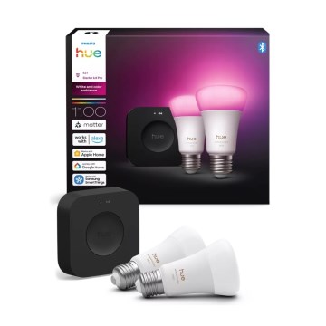 Kit inicial Philips Hue WHITE AND COLOR AMBIANCE 2xE27/8,1W 1000-20000K  + dispositivo de ligação
