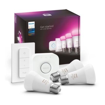 Kit inicial Philips Hue WHITE AND COLOR AMBIANCE 3xE27/9W 2000-6500K + Hue bridge e dimmer switch