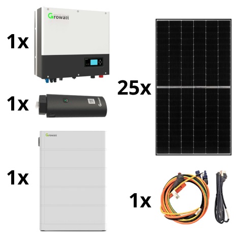 Kit solar GROWATT: 10kWp JINKO + conversor híbrido 3p + bateria de 10,24 kWh