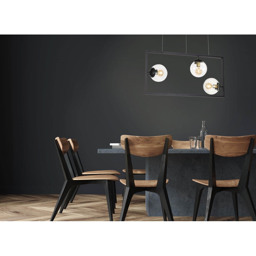 Candelabro suspenso REY 3xE27/7W/230V preto