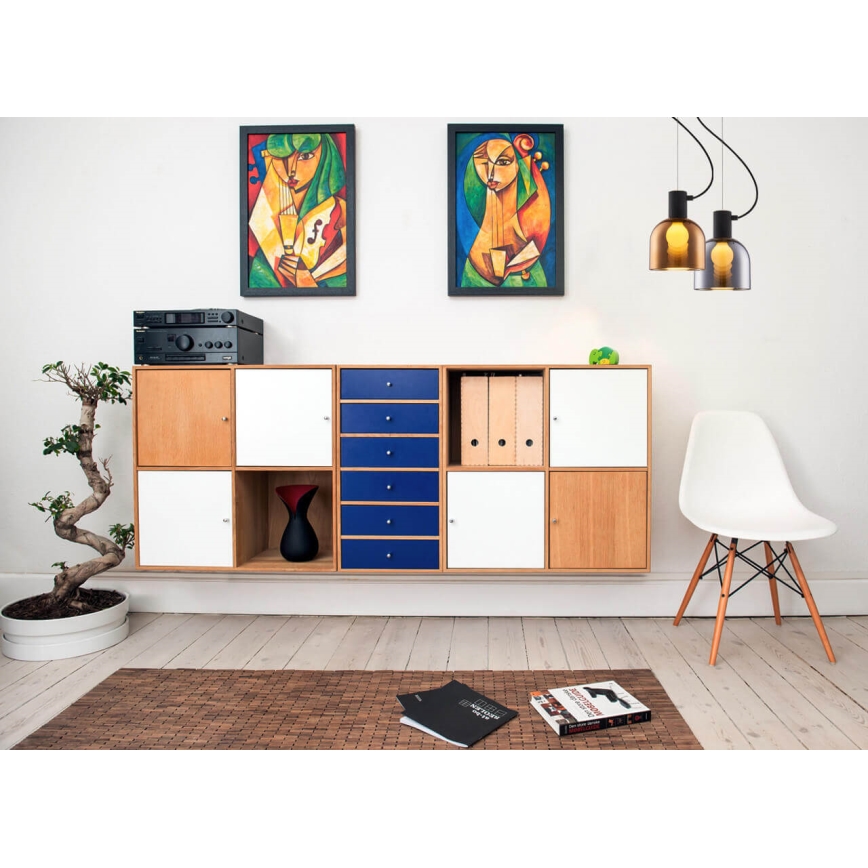 Candelabro suspenso FIRE 1xE27/9W/230V cinzento/preto