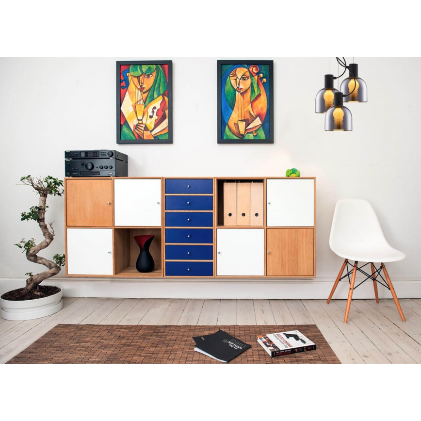 Candelabro suspenso FIRE 1xE27/9W/230V cinzento/preto