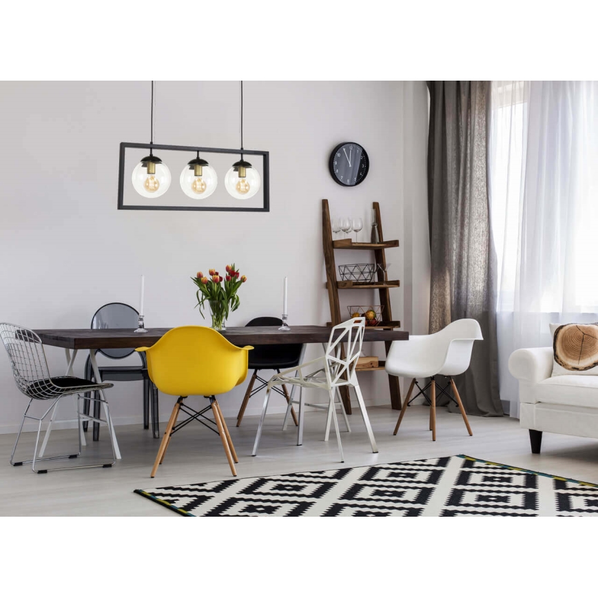 Candelabro suspenso REY 3xE27/7W/230V preto