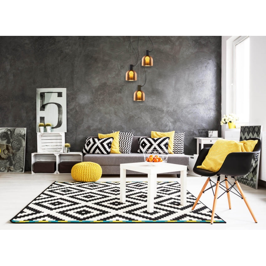 Candelabro suspenso FIRE 3xE27/9W/230V castanho/preto