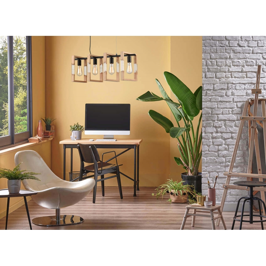 Candelabro suspenso SERIES 4xE27/11W/230V madeira/preto