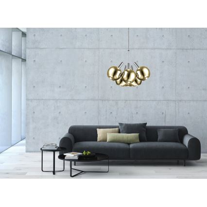 Candelabro suspenso LED BALLS 6xLED/5W230V dourado/cromado mate