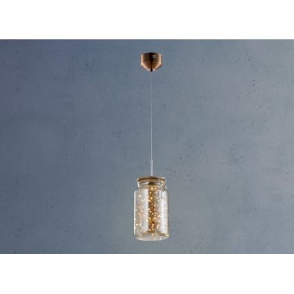 Candelabro suspenso LED JAR LED/5W/230V cobre/madeira