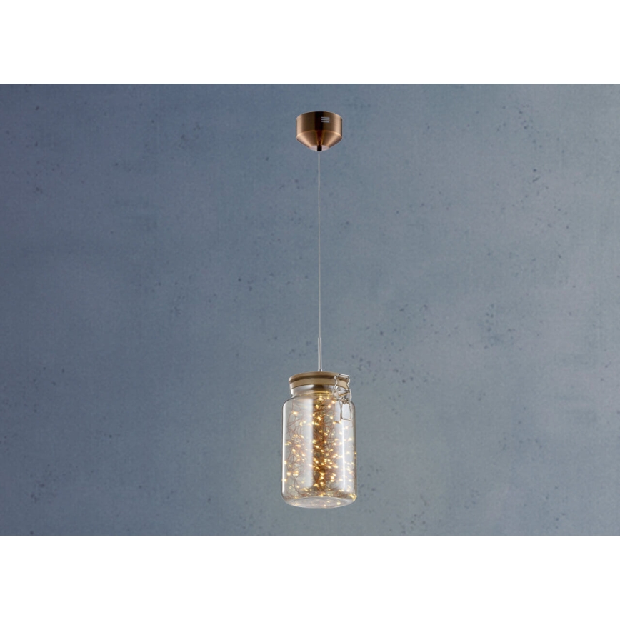 Candelabro suspenso LED JAR LED/5W/230V cobre/madeira