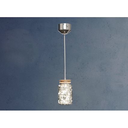 Candelabro suspenso LED SHOCK LED/5W/230V cromado brilhante/madeira
