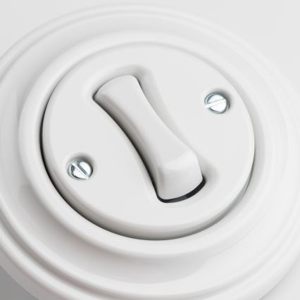 Kliklap - Interruptor de escada retro com moldura n.º 6, cerâmica branca