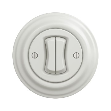 Kliklap - Interruptor de escada retro duplo com moldura n.º 6+6, branco