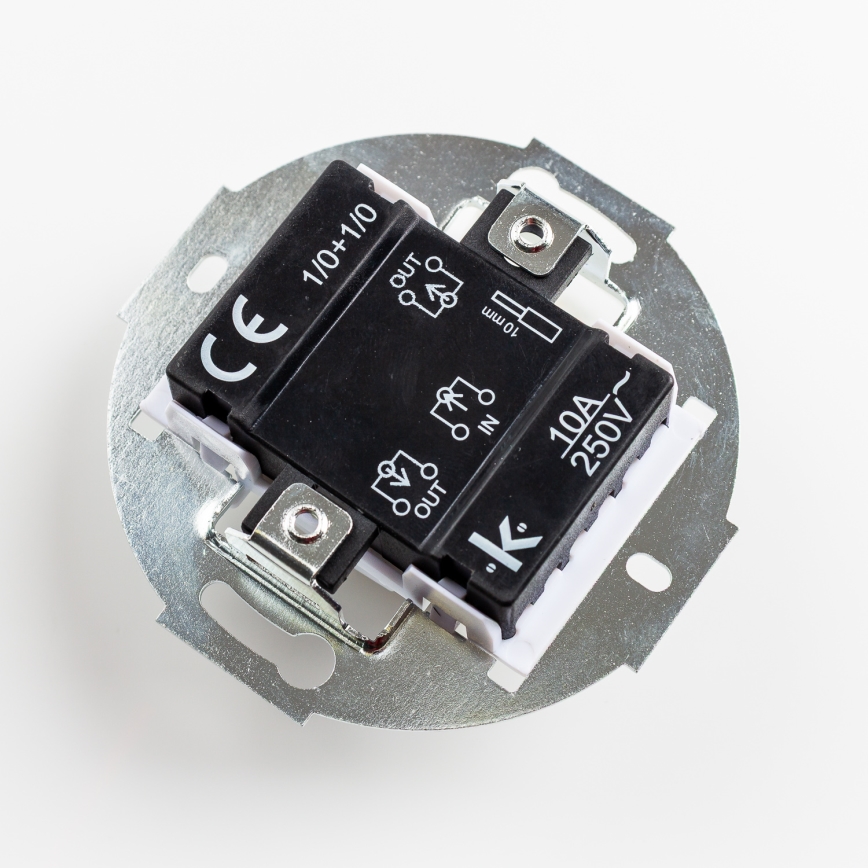 Kliklap - Interruptor duplo retro com moldura em cerâmica branca