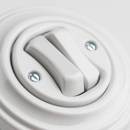 Kliklap - Interruptor duplo retro com moldura em cerâmica branca