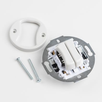 Kliklap - Interruptor duplo retro sem moldura em cerâmica branca