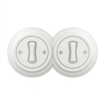 Kliklap - Interruptor duplo unipolar de estilo retro com moldura n.º 1, branco neve