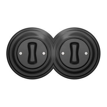 Kliklap - Interruptor duplo unipolar retro com moldura n.º 1 antracite