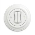 Kliklap - Interruptor retro duplo para escadas com moldura n.º 6+6 branco neve