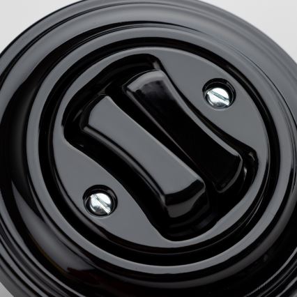 Kliklap - Interruptor retro duplo para escadas com moldura n.º 6+6, preto