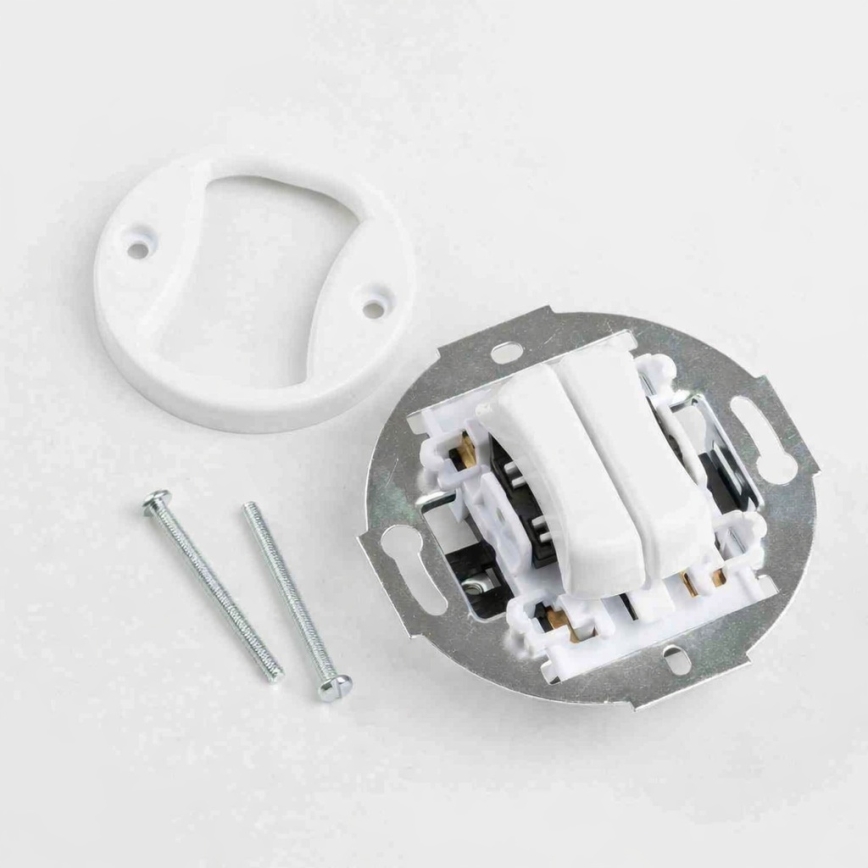 Kliklap - Interruptor retro duplo para escadas sem moldura n.º 6+6 branco neve