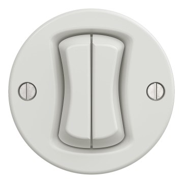 Kliklap - Interruptor retro duplo para escadas sem moldura nº 6+6 branco
