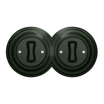 Kliklap - Interruptor retro duplo unipolar com moldura n.º 1 verde