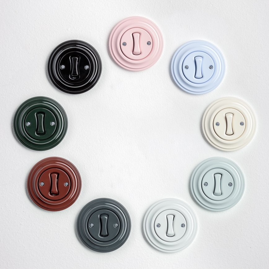 Kliklap - Interruptor retro para escada com moldura n.º 6, preto