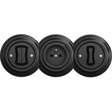 Kliklap - Interruptor de escada retro sem moldura nº 6 preto