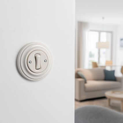 Kliklap - Interruptor retro unipolar com moldura n.º 1, bege