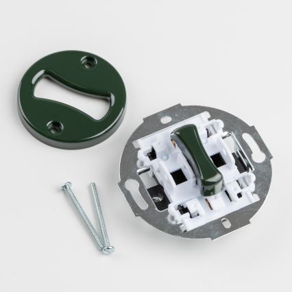 Kliklap - Interruptor retro unipolar n.º 1 e tomada 230 V com moldura, verde