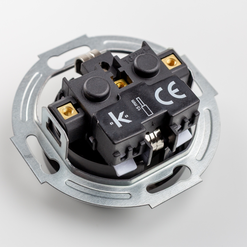 Kliklap - Interruptor retro unipolar n.º 1 e tomada SCHUKO 230V com moldura preta