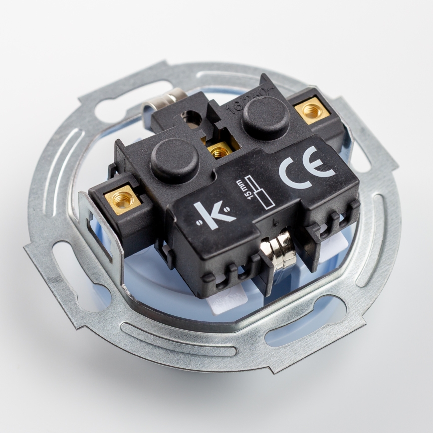 Kliklap - Interruptor retro unipolar nº 1 e tomada SCHUKO 230 V com moldura azul