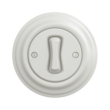 Kliklap - Interruptor unipolar retro com moldura n.º 1, branco cerâmico