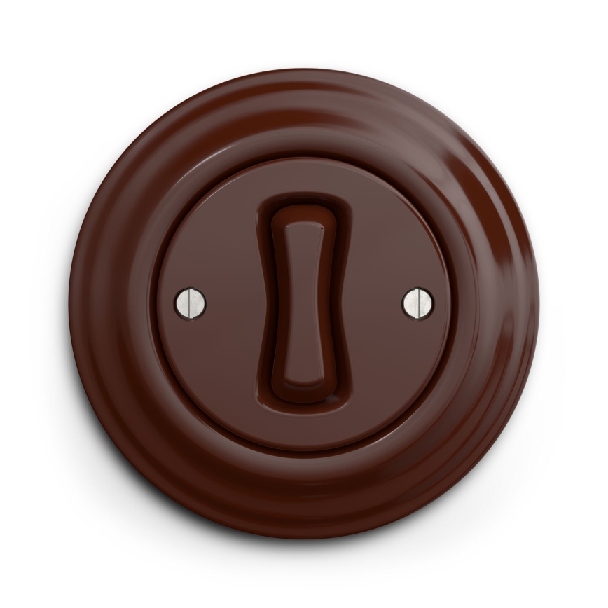 Kliklap - Interruptor unipolar retro com moldura n.º 1, castanho