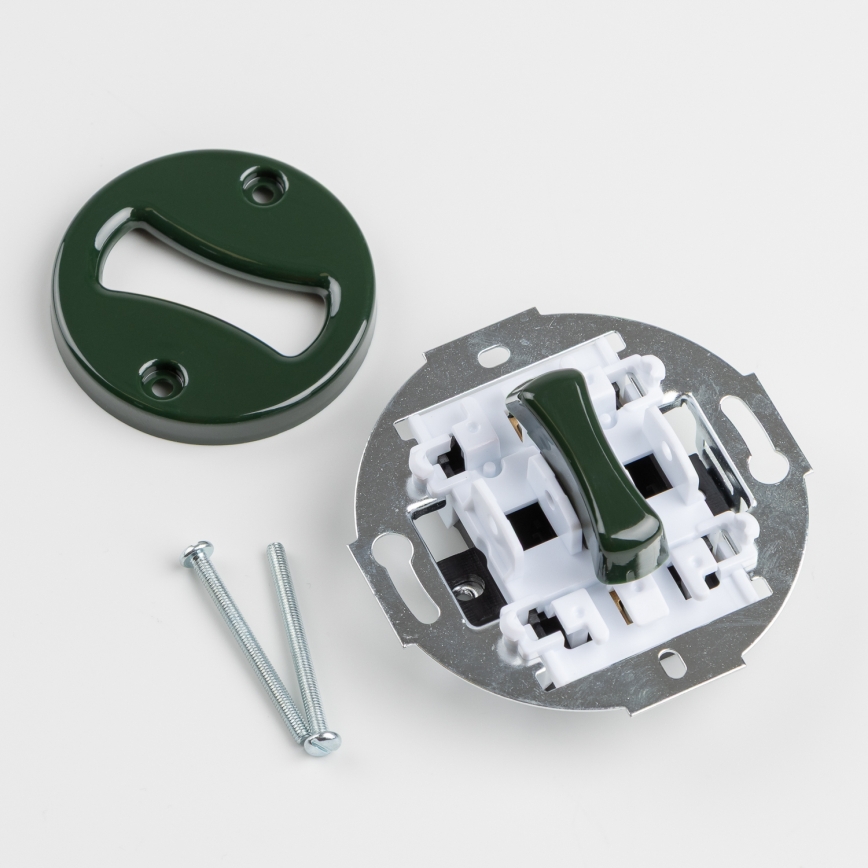 Kliklap - Interruptor unipolar retro com moldura n.º 1 verde