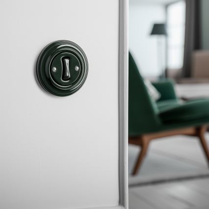 Kliklap - Interruptor unipolar retro com moldura n.º 1 verde