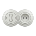 Kliklap - Interruptor unipolar retro n.º 1 e tomada 230 V com moldura branca