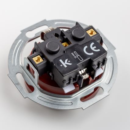 Kliklap - Interruptor unipolar retro n.º 1 e tomada SCHUKO 230 V com moldura castanha