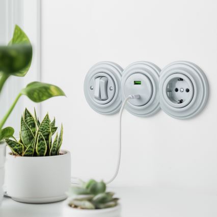 Kliklap - Moldura retro de extremidade em cerâmica branca