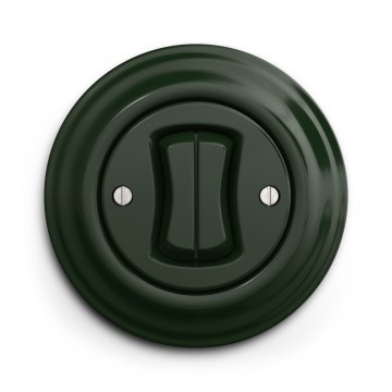 Kliklap - Retro interruptor duplo de escada com moldura n.º 6+6 verde