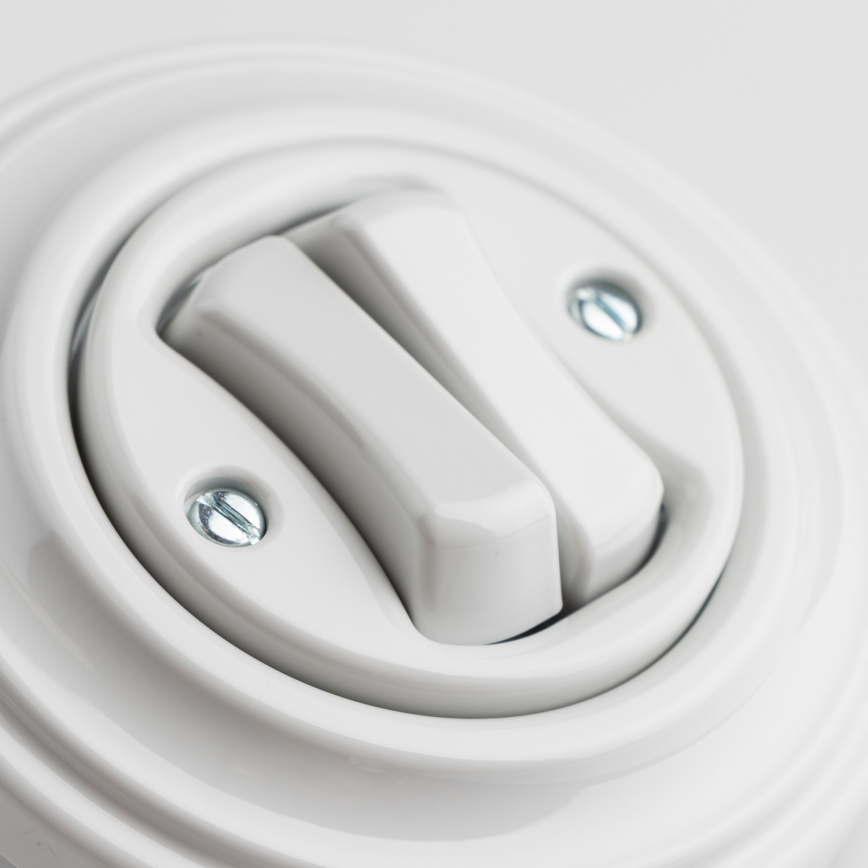 Kliklap - Retro interruptor duplo para escadas com moldura n.º 6+6, branco cerâmico