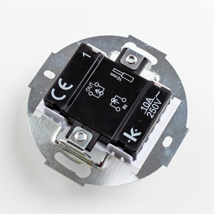 Kliklap - Retro interruptor unipolar n.º 1 e tomada 230 V com moldura em cerâmica branca