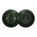 Kliklap - Retro interruptor unipolar n.º 1 e tomada SCHUKO 230V com moldura verde