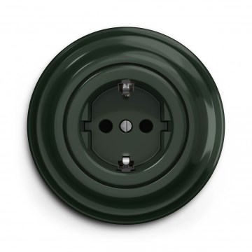 Kliklap - Retro tomada doméstica com moldura SCHUKO 230V/16A verde
