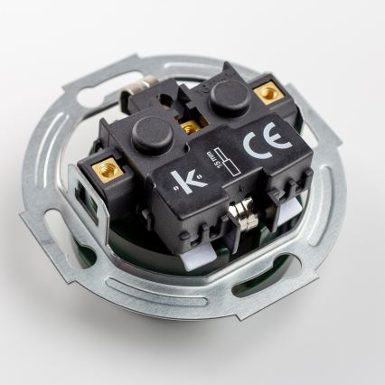 Kliklap - Retro tomada doméstica com moldura SCHUKO 230V/16A verde