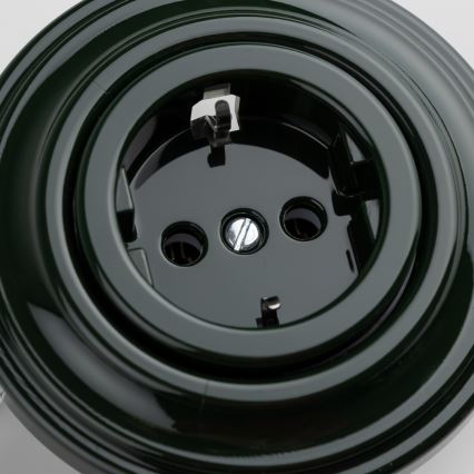 Kliklap - Retro tomada doméstica com moldura SCHUKO 230V/16A verde