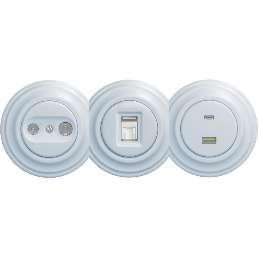 Kliklap - Tomada USB Retro A+C sem moldura azul