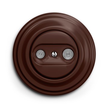 Kliklap - Tomada de antena TV+R retro (passante) com moldura castanha